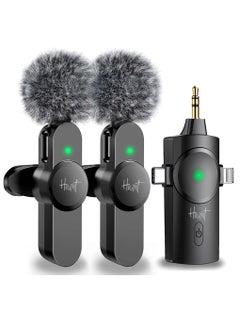 Houmt Clip On Microphone Wireless Lavalier Microphone For iPhone Laptop Computer iPhone Android Phone Camera Dual Wireless Microphones For Podcast Video Recording Youtube Tiktok Facebook Plug and Play  - Image 1
