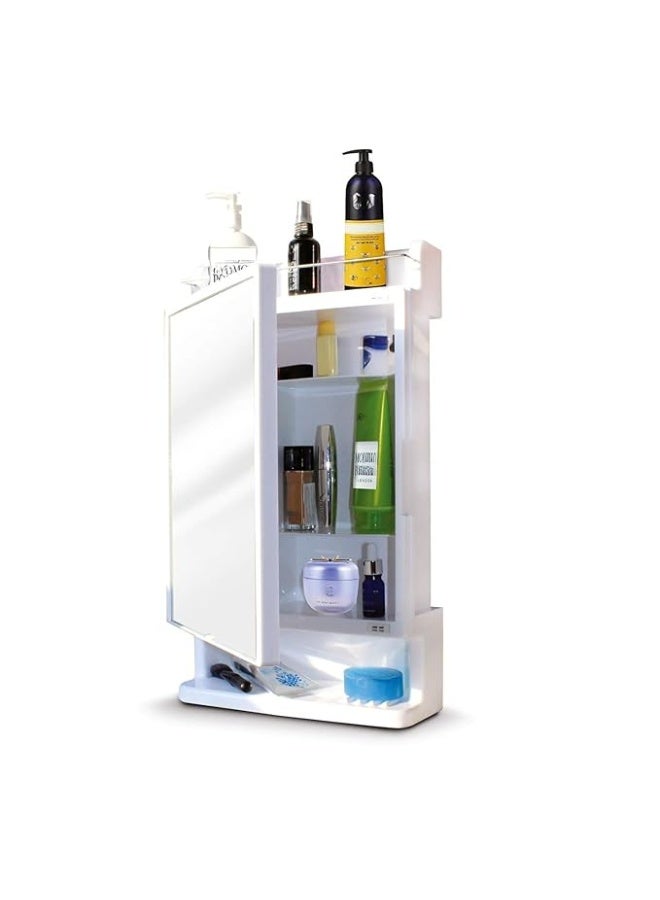 CIPLA PLAST Rich Look Bathroom Cabinet with Mirror White | Storage Organiser | Strong Plastic Bathroom Shelves Wall Mounted | Bathroom Accessories| Mirror Cabinet- (Made in India) - Image 1