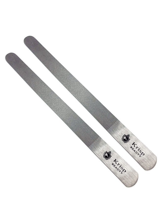 Krisp Beauty Stainless Steel Manicure Pedicure Metal Deb Diamond Nail File 7" inch, Double Sided Dust Coating Suitable for Natural or Acrylic Nails (Pack of 2) by Krisp Beauty - Image 1