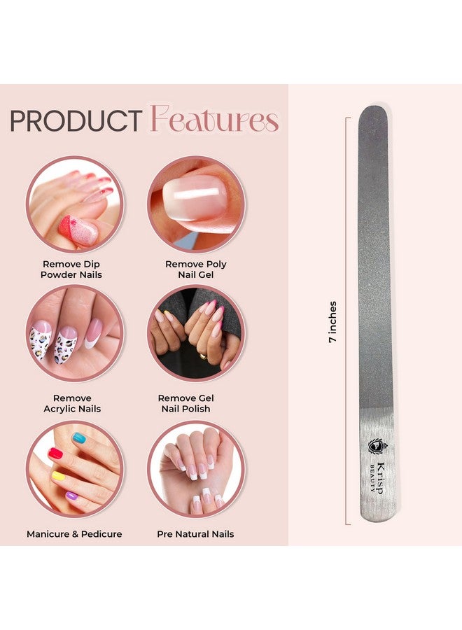 Krisp Beauty Stainless Steel Manicure Pedicure Metal Deb Diamond Nail File 7" inch, Double Sided Dust Coating Suitable for Natural or Acrylic Nails (Pack of 2) by Krisp Beauty - Image 2