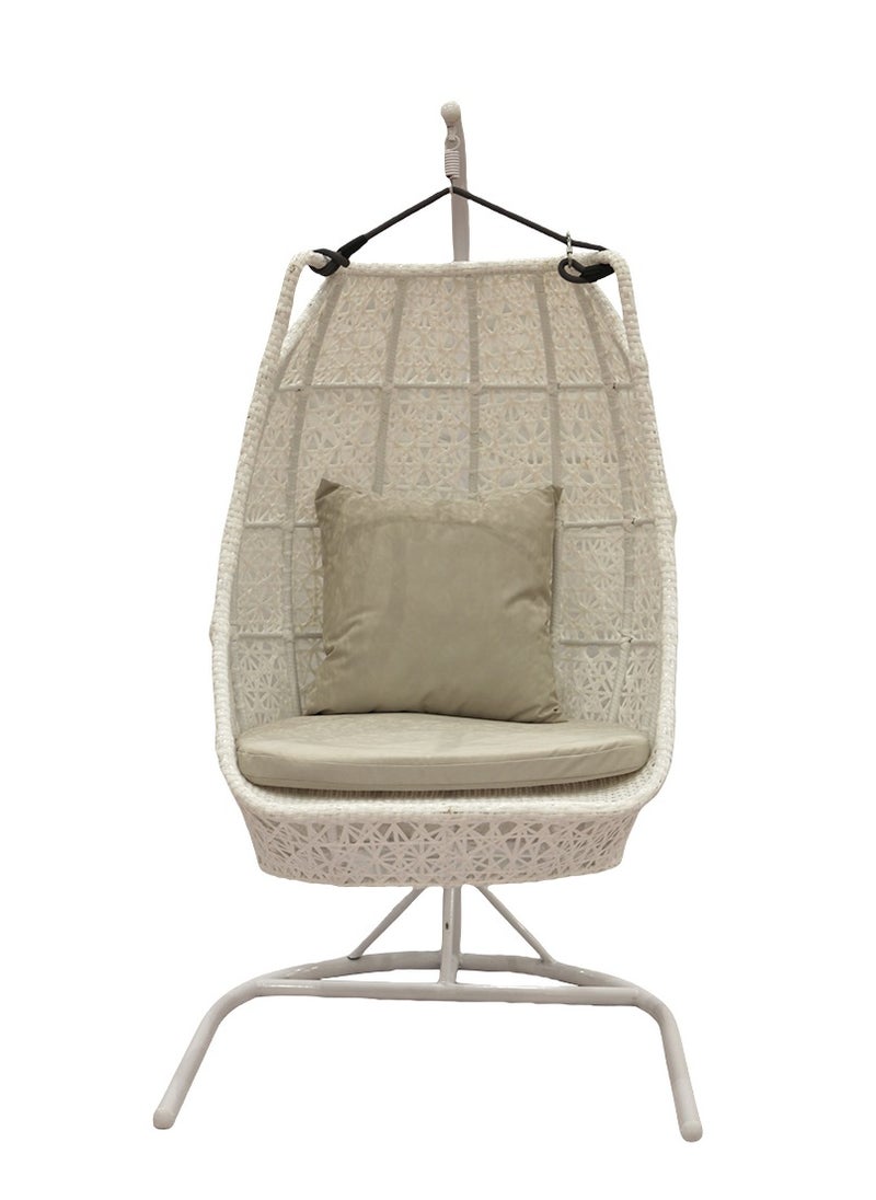 Swin Furniture Swin One Seater Hanging Swing Chair For Outdoor Garden in White  - Image 1