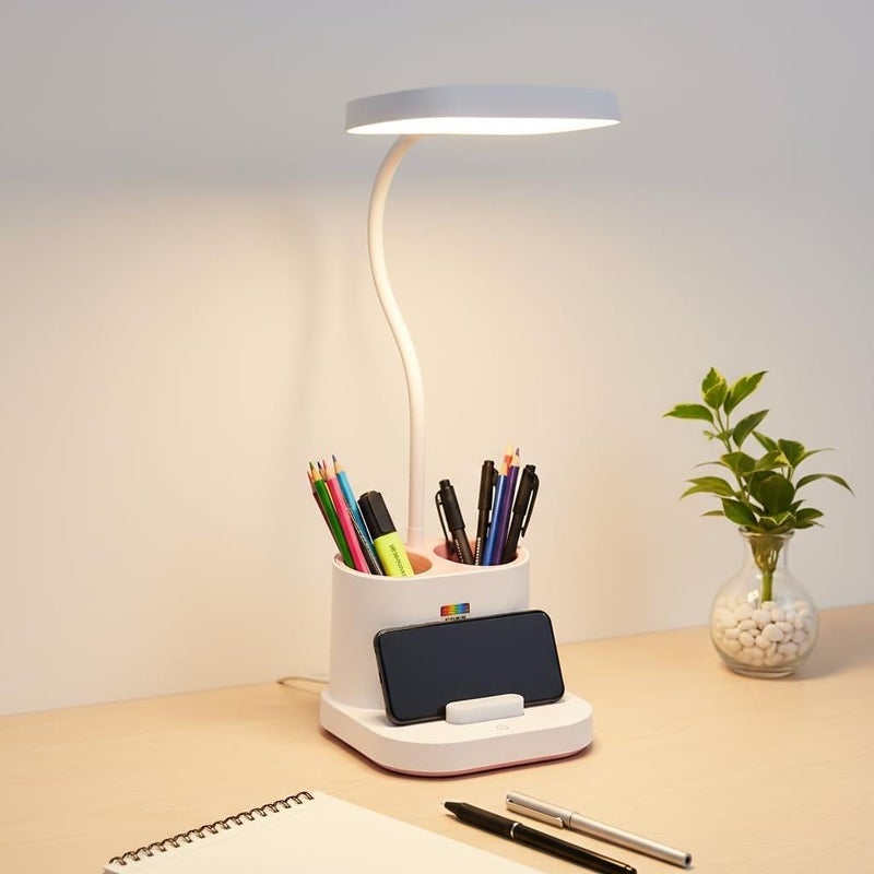 Multifunctional LED Desk Lamp with Pen Holder and Phone Base - Eye Comfort Study Lamp Modern Design for Study and Work - Image 3