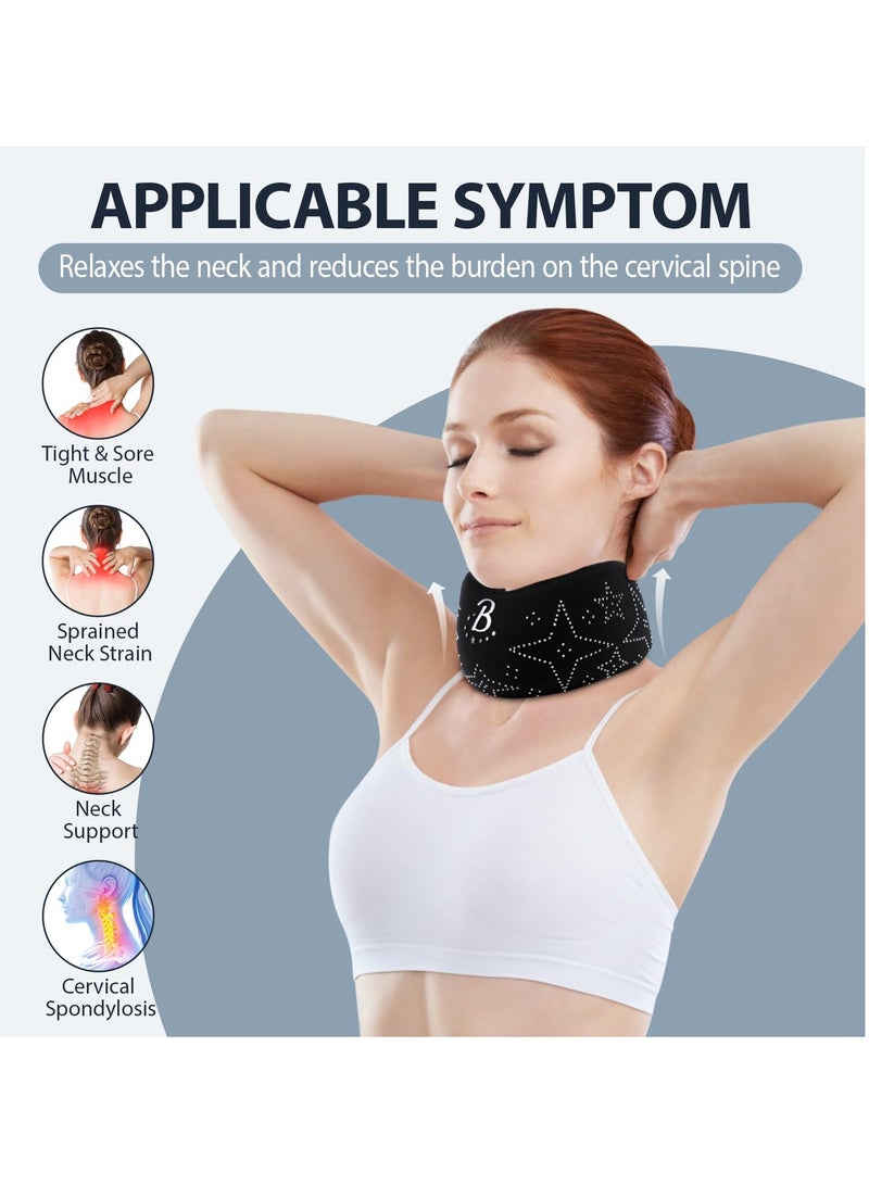 SOLARAE Soft Foam Neck Brace, Adjustable Star Diamond Neck Collar, Sleep Neck Support, Relieve Neck Discomfort and Spinal Stress, Neck Posture Correction (Black, 3.3" Depth Collar, L) - Image 5