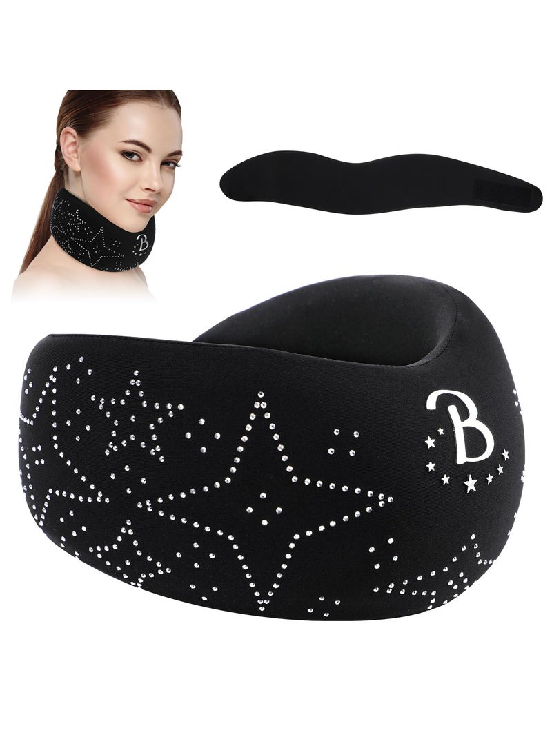 SOLARAE Soft Foam Neck Brace, Adjustable Star Diamond Neck Collar, Sleep Neck Support, Relieve Neck Discomfort and Spinal Stress, Neck Posture Correction (Black, 3.3" Depth Collar, L) - Image 1