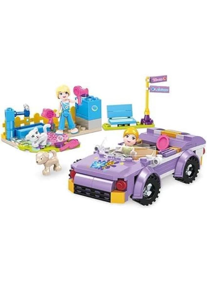 Generic 2-in-1 Traveler Girl Building Blocks Set with Her Car, Beauty Salon and Pet - (By Cojo, 182 Pieces - 4549) 