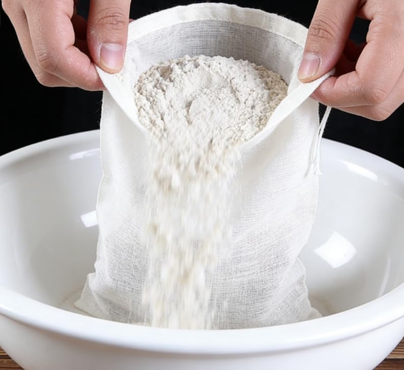 2 PCS Reusable Cheesecloth Strainer Bags (30x40cm), 100% Cotton Unbleached Grade 100 Hemmed Cloth for Cooking, Juicing, Cheese Making & Craft Projects - Image 3
