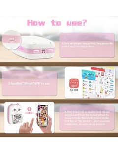 Houmt Label Maker Mini Photo Printer Bluetooth Inkless Printer with 1 Roll Thermal Printing Paper Compatible with iOS Android Small Pocket Printer for Photo Notes Receipt Memos  - Image 2