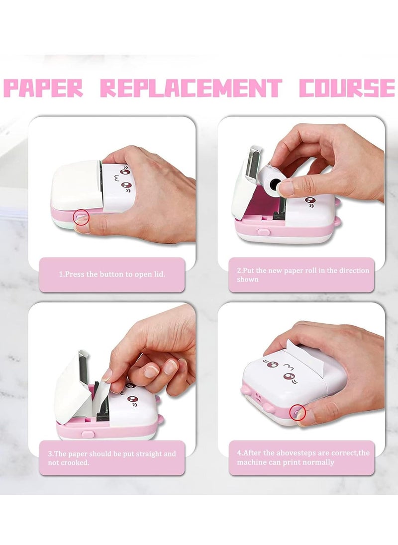 Houmt - Label Maker Mini Photo Printer Bluetooth Inkless Printer with 1 Roll Thermal Printing Paper Compatible with iOS Android Small Pocket Printer for Photo Notes Receipt Memos - Image 1