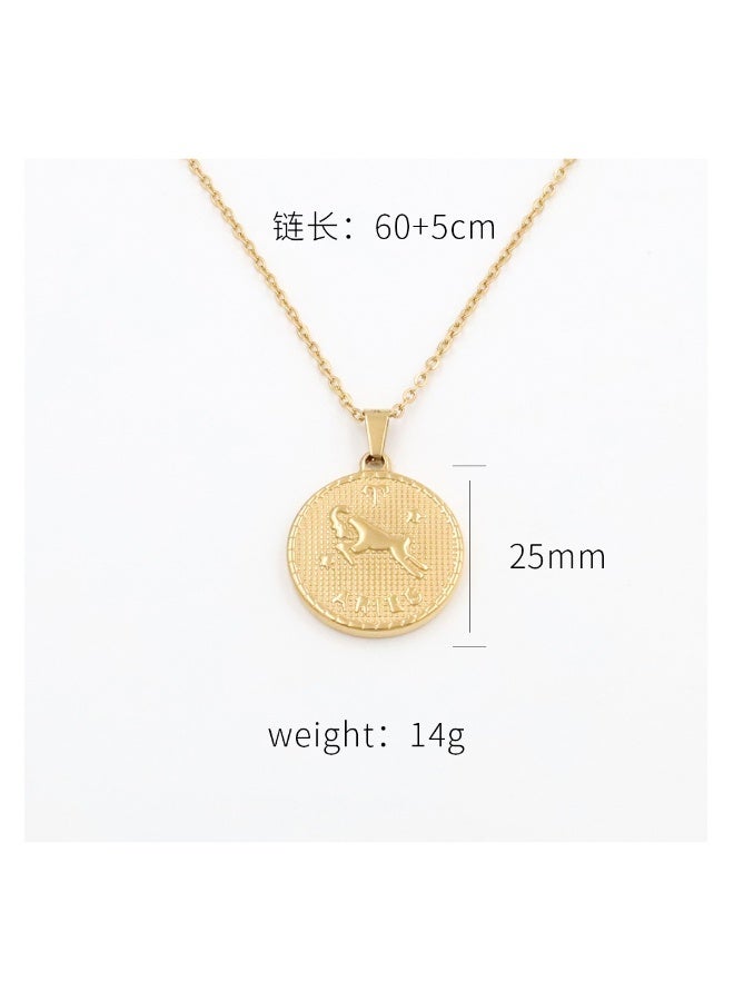 بيوينتي قلادة باندول نجمي دائري عتيق من الفولاذ التيتانيوم عيار 18 قيراط، تضم اثني عشر كوكبة/علامة بيروقراطية - Image 2