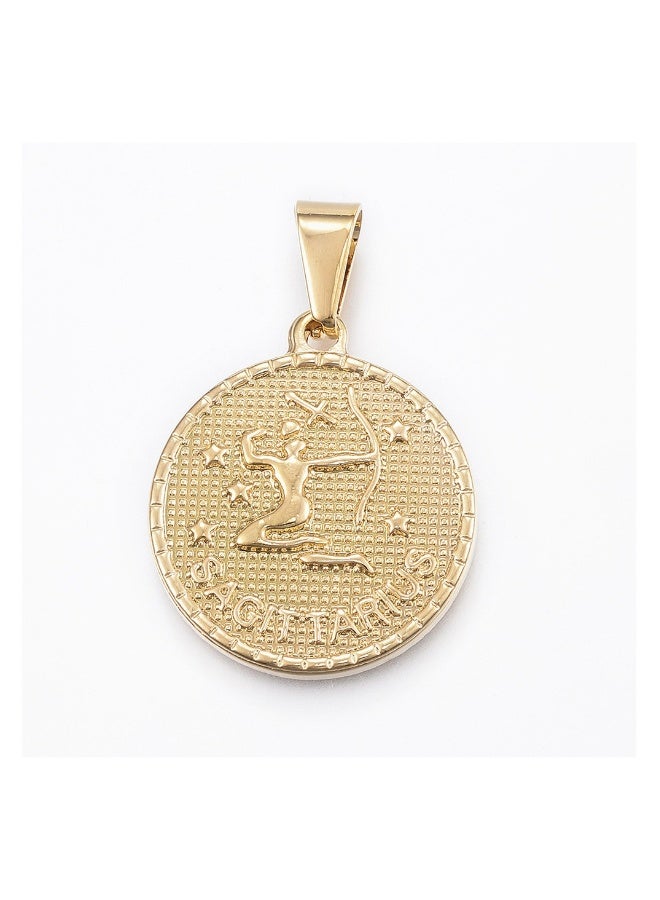 بيوينتي قلادة باندول نجمي دائري عتيق من الفولاذ التيتانيوم عيار 18 قيراط، تضم اثني عشر كوكبة/علامة بيروقراطية - Image 1