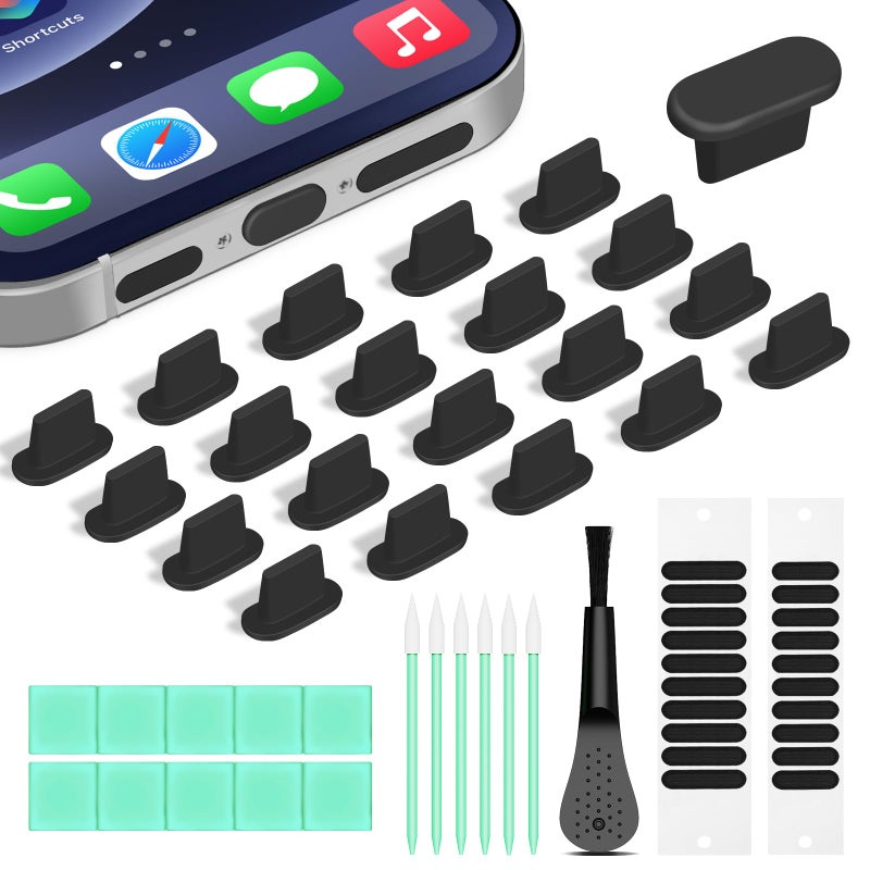 YIWOZI Silicone Lightning Dust Plug with Phone Speaker Cover5in1 31 Pack iPhone Charging Port Cover Cleaning KitAnti Dust PlugLightning Port Dust Plug Compatible with iPhone 14131211 Air Pods - Image 3