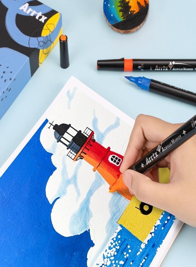 Arrtx Acrylic Paint Pens Markers 32 Colors, Dual Tip Acrylic Markers with Brush Tip and Fine Tip, Art Markers for Rock Painting, Paper, Wood, Canvas, Glass, Ceramic, Stone, DIY Crafts Supplies - Image 3