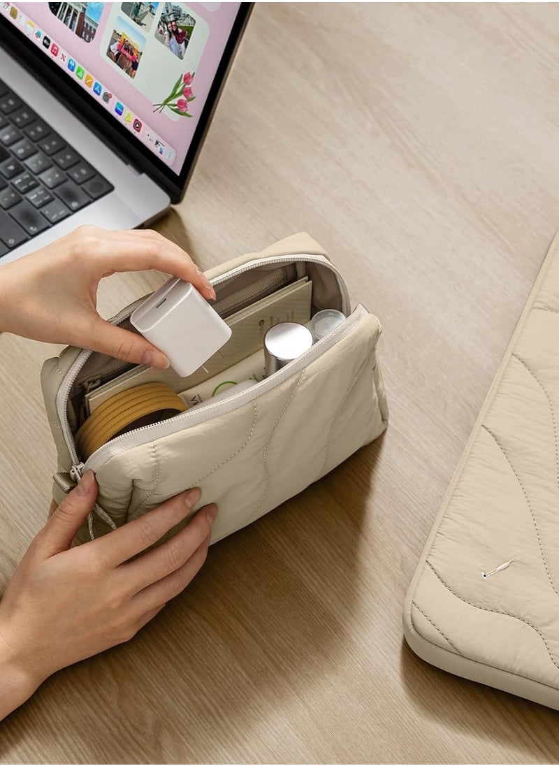 Tomtoc Terra-A27 Electronics Organizer Travel Case, Soft Puffy Organizer Bag Birthday Christmas Gifts Travel Essentials for Women Girls, Portable Accessory Tech Pouch Storage for Charger, Cord, Cable, Phone  - Image 5