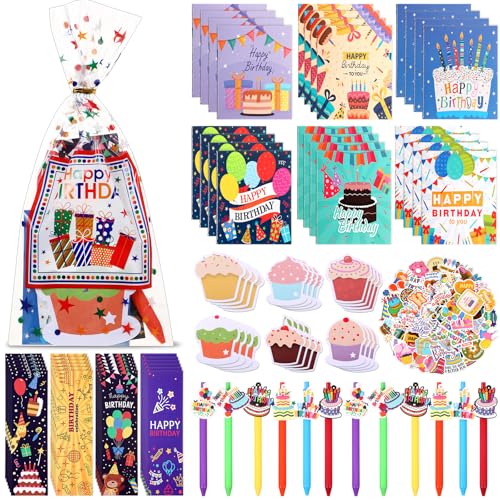 Saypacck 194 Pcs Birthday Return Gifts Birthday Classroom Stationery Party Favors Includes Notebook Ballpoint Pen Bookmark Sticky Notes Goodie Bag Stuffers Gifts School Student Rewards Prize - Image 1