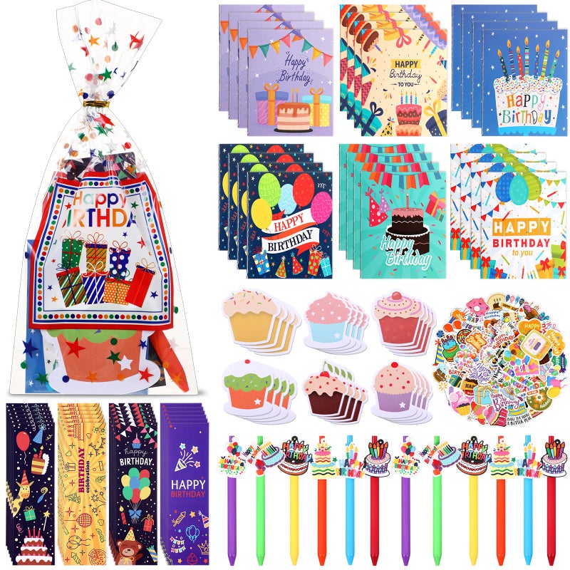 Saypacck 194 Pcs Birthday Return Gifts Birthday Classroom Stationery Party Favors Includes Notebook Ballpoint Pen Bookmark Sticky Notes Goodie Bag Stuffers Gifts School Student Rewards Prize - Image 3