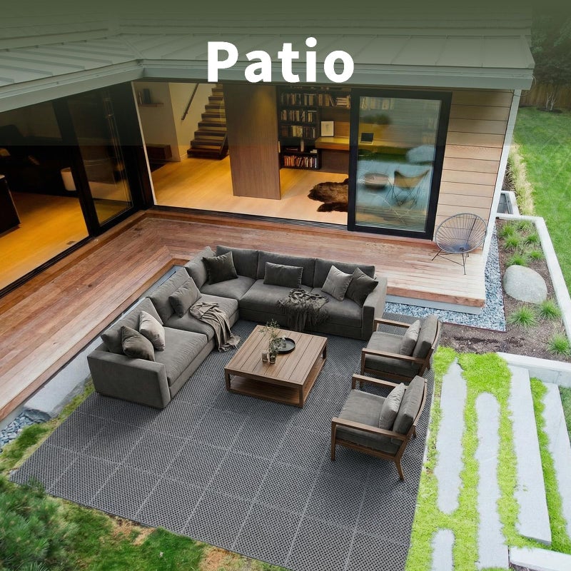 Romlits Fast-Drying Outdoor Decking for Garden, Kennel, Storage Shed, Basement, Garage, Patio, Bathroom, 10 PCS 12''x12''x0.59'' Heavy-Duty Interlocking Decking Tiles, Maximum Bearing Capacity up to 6613 LBs - Image 2
