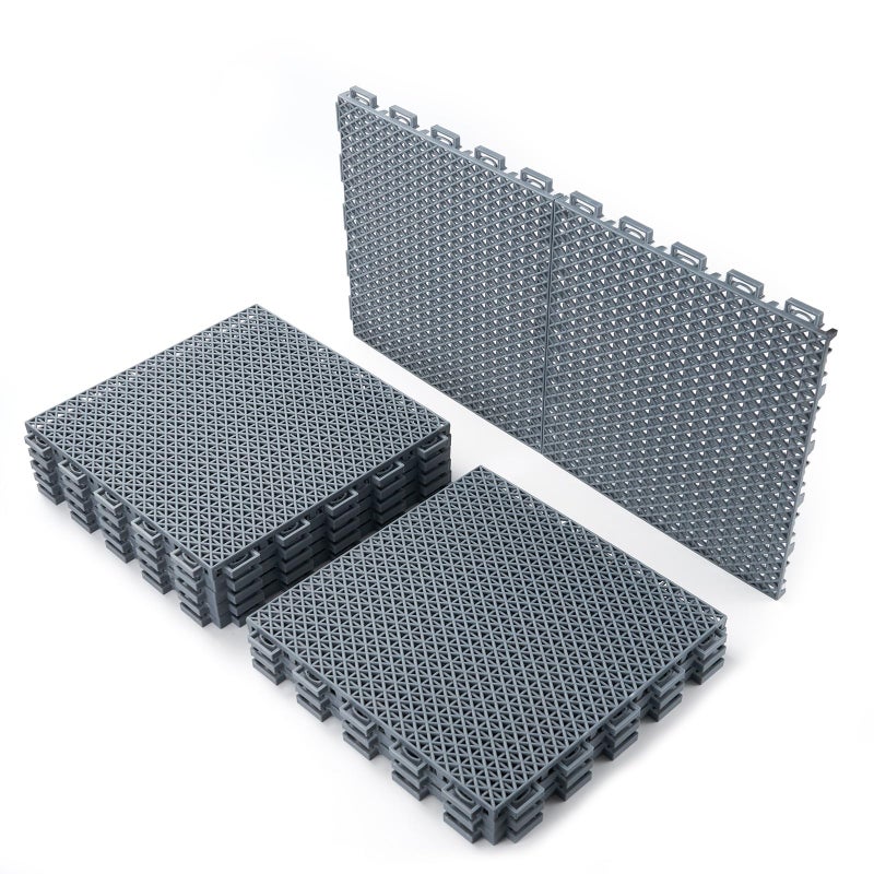 Romlits Fast-Drying Outdoor Decking for Garden, Kennel, Storage Shed, Basement, Garage, Patio, Bathroom, 10 PCS 12''x12''x0.59'' Heavy-Duty Interlocking Decking Tiles, Maximum Bearing Capacity up to 6613 LBs - Image 1