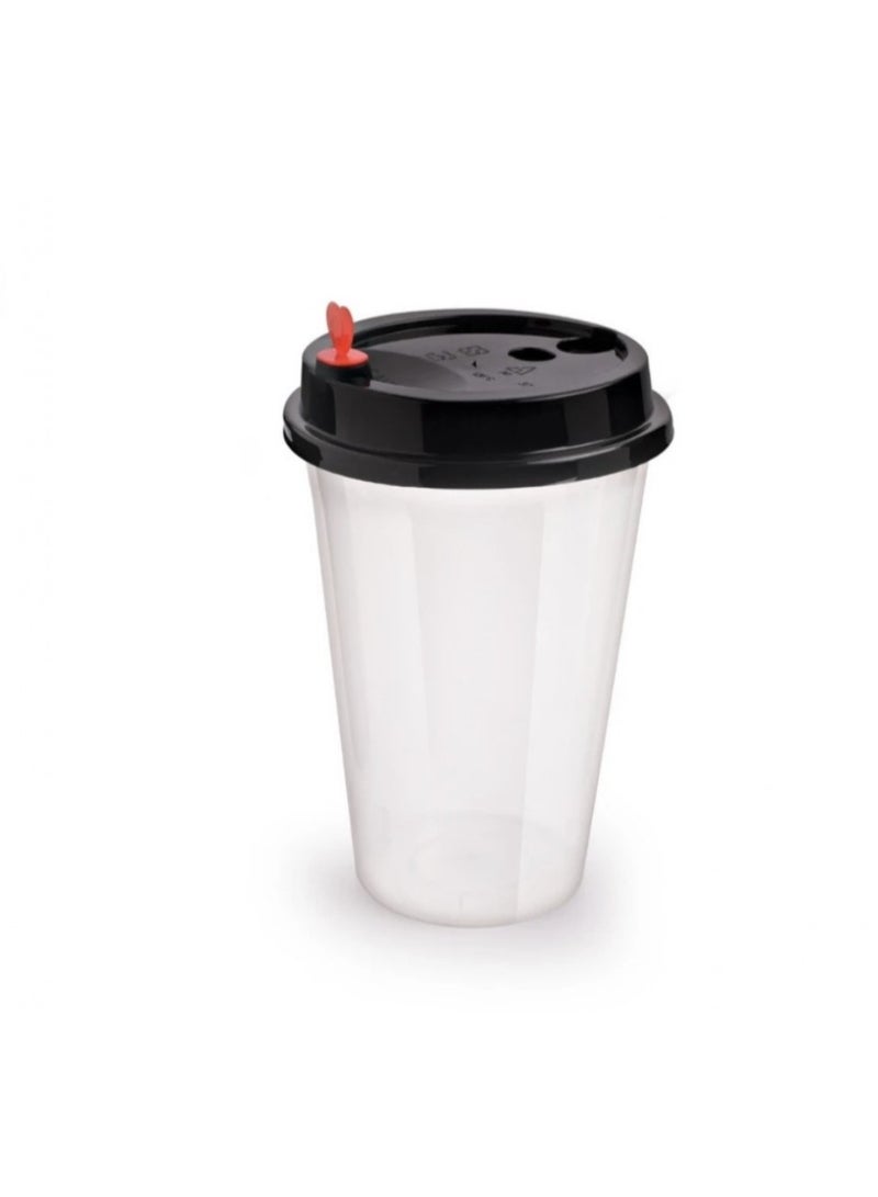 Disposable Plastic Cups with Lids, 360ml (12oz) - Pack of 20