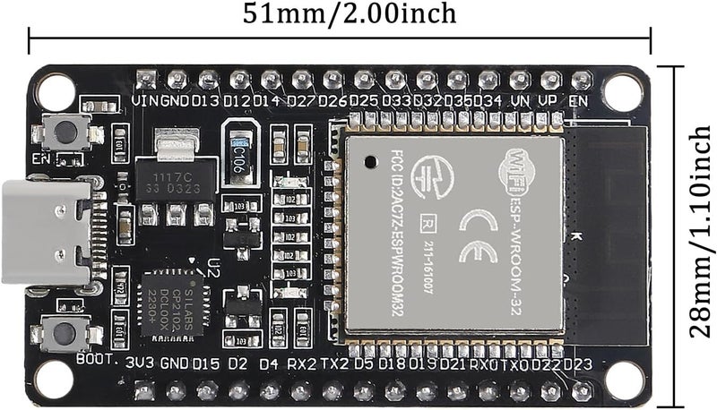 AiTrip 10PCS Type C ESP-WROOM-32 ESP32 ESP-32D Chip CP2102 Development Board 2.4GHz Dual-Mode WiFi + Bluetooth Dual Cores Microcontroller Processor Integrated with Antenna RF AMP Filter AP STA - Image 4