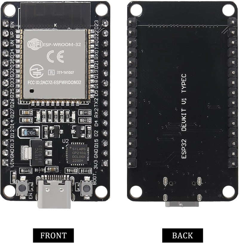 AiTrip 10PCS Type C ESP-WROOM-32 ESP32 ESP-32D Chip CP2102 Development Board 2.4GHz Dual-Mode WiFi + Bluetooth Dual Cores Microcontroller Processor Integrated with Antenna RF AMP Filter AP STA - Image 3