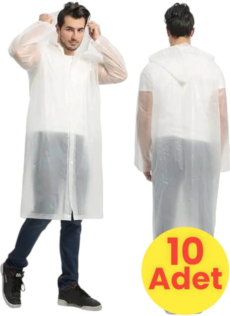 تيزجيلسين Men's Windproof Hooded Raincoat Eva Raincoat 10 Pieces