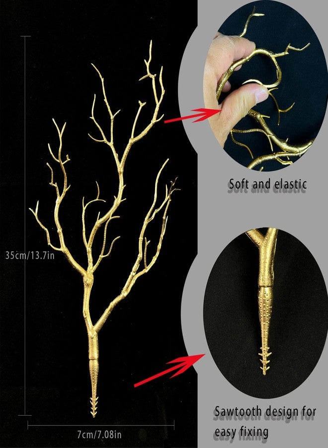 Threemonkys 13.8 inches Artificial Coral Branches Fake Antler Branches Small Branches for Home Decoration Flower Arrangement Wedding Christmas Halloween Festival (Golden10PCS) - Image 2