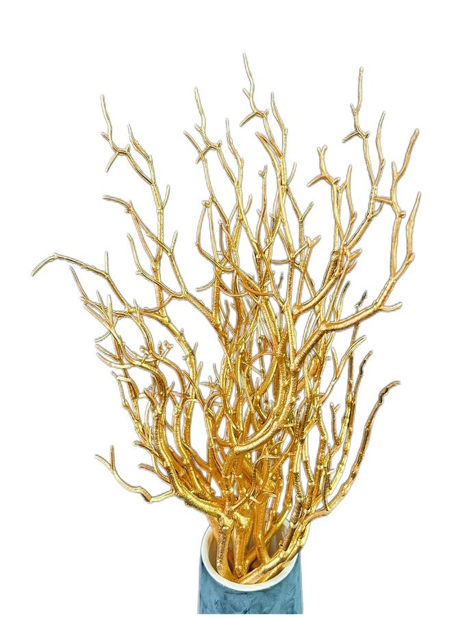 Threemonkys 13.8 inches Artificial Coral Branches Fake Antler Branches Small Branches for Home Decoration Flower Arrangement Wedding Christmas Halloween Festival (Golden10PCS) - Image 1