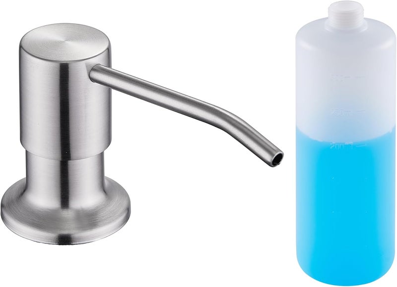 Wardock Sink Soap Dispenser Brushed Nickel, Soap Dispenser for Kitchen Sink Stainless Steel Refill from The Top Built in Sink Soap Dispensers with 13 OZ Soap Bottle - Image 1