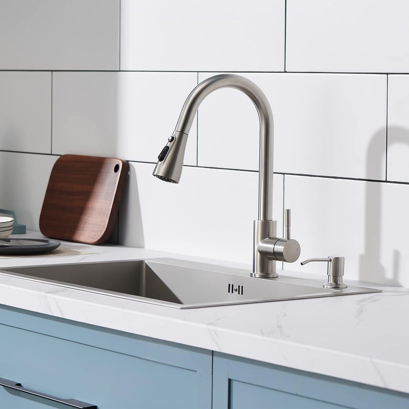 Wardock Sink Soap Dispenser Brushed Nickel, Soap Dispenser for Kitchen Sink Stainless Steel Refill from The Top Built in Sink Soap Dispensers with 13 OZ Soap Bottle - Image 2