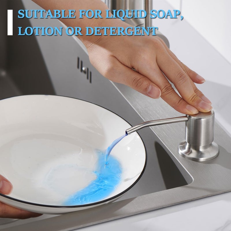 Wardock Sink Soap Dispenser Brushed Nickel, Soap Dispenser for Kitchen Sink Stainless Steel Refill from The Top Built in Sink Soap Dispensers with 13 OZ Soap Bottle - Image 3
