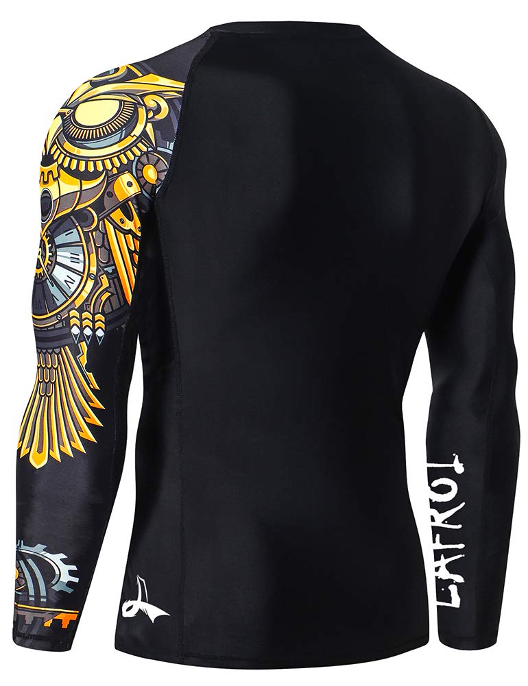 LAFROI Men's Long Sleeve UPF 50+ Baselayer Skins Performance Fit Compression Rash Guard-CLYYB Asym Time Manager Size XXL - Image 4