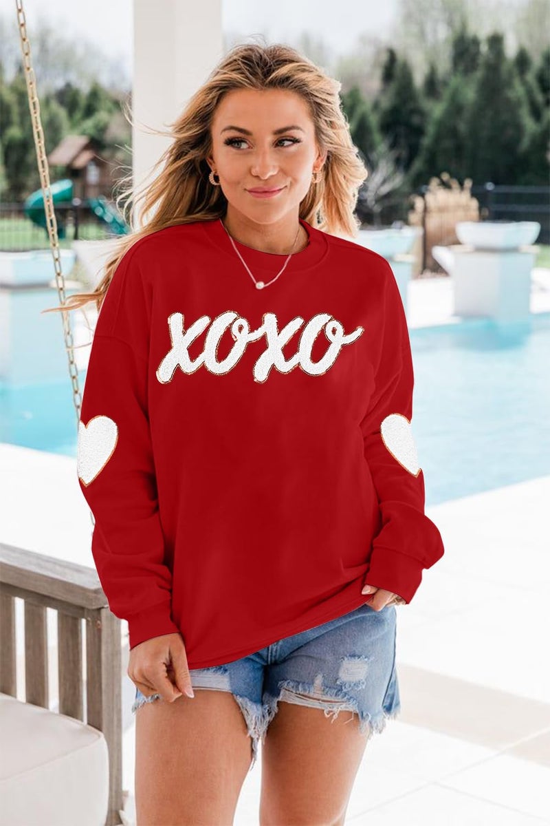 MAXIMGR Valentines Sweatshirts Women Love Sweatshirt - Embroidered Sequin Heart Shirts Valentine Gifts Pullover Tops - Image 4