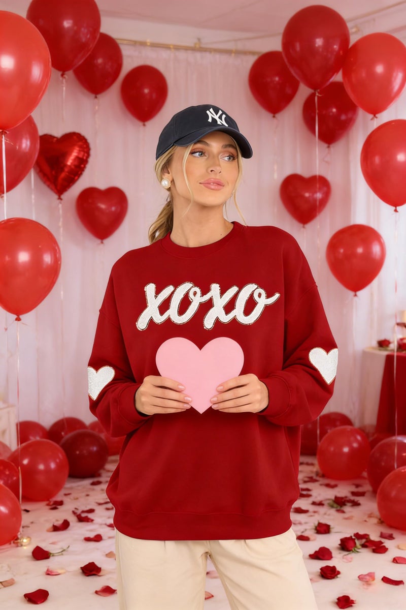 MAXIMGR Valentines Sweatshirts Women Love Sweatshirt - Embroidered Sequin Heart Shirts Valentine Gifts Pullover Tops - Image 3