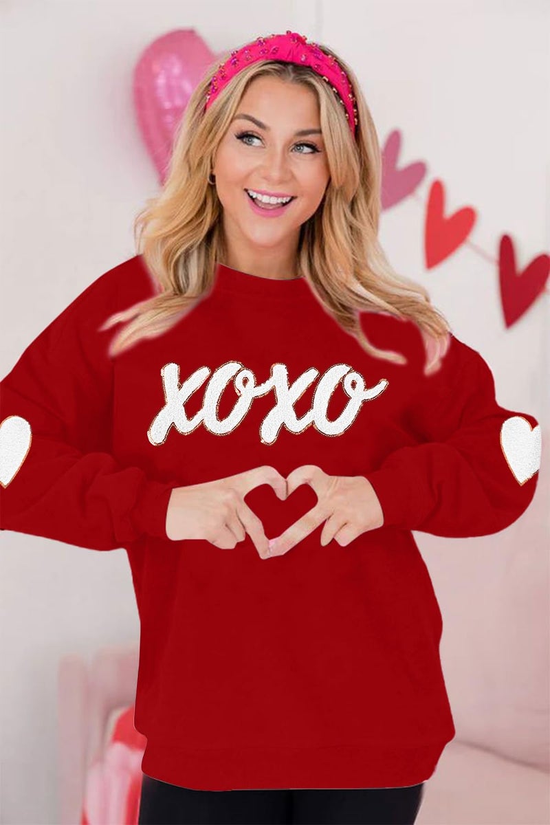 MAXIMGR Valentines Sweatshirts Women Love Sweatshirt - Embroidered Sequin Heart Shirts Valentine Gifts Pullover Tops - Image 5