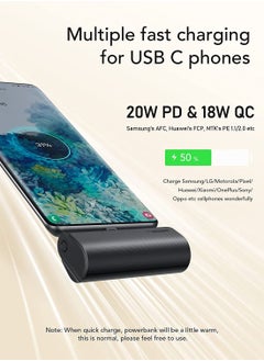 VEGER VEGER 5000mAh Mini Power Bank,20W Fast Charging Portable Charger USB C Battery Pack Compatible with USB C Phones Samsung Huawei Pixel and More,Black  - Image 2