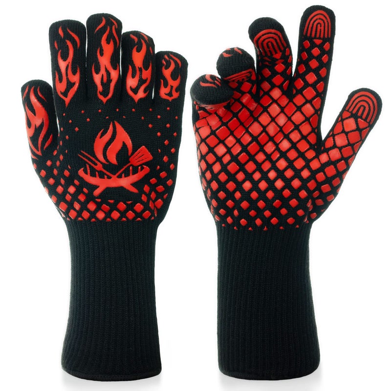 AMZ BBQ CLUB BBQ Gloves  1472 Degree F Heat Resistant Grilling Gloves  NonSlip Silicone Grip Design  Grill Gloves for Outdoor Grill Barbecue Oven Cooking Kitchen and Baking 