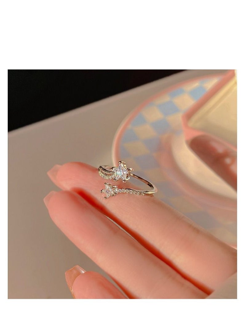 Cool and minimalist personality, trendy zircon double layered opening
