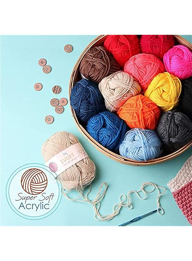 RYNX Crochet Kit with Yarn Hooks Set Premium Bundle Includes Balls Needles Accessories Canvas Tote Bag Starter  for Kids Adults Beginners Professionals - Image 5