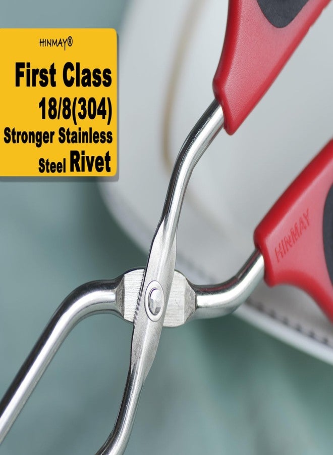 HINMAY Stainless Steel Kitchen Scissor Tongs Set for Cooking, Grilling & Serving, 3-Piece with Red Handle (10/12/16 Inch) - Image 4