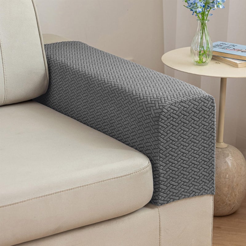 Disayu 2Pcs Couch Arm Covers, Armrest Cover for Sofa, Sofa Arms Covers Washable Arms with Twist Pins Soft,Skin-Friendly for Pets (Texture Gray, Armrest Cover) - Image 1