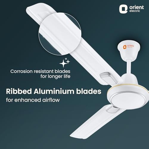 Orient Electric أورينت إليكتريك 1200 مم باسيفيك إير ديكو | مروحة سقف زخرفية | تدفق هواء قوي | بتصنيف نجمة BEE1 | ضمان لمدة سنتين | أبيض فضي، عبوة من 1 - Image 2