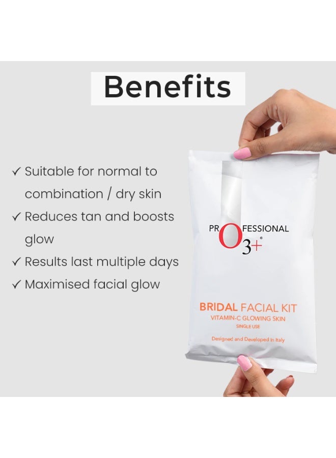 O3+ Bridal Facial Kit Vitamin C Glowing Skin for Bright and Radiant Complexion Suitable for All Skin Types 136g + O3+ Meladerm Vitamin C Gel Bleach for Skin Whitening and Hair Lightening 96g - Image 3