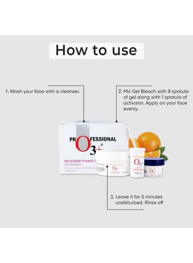 O3+ Bridal Facial Kit Vitamin C Glowing Skin for Bright and Radiant Complexion Suitable for All Skin Types 136g + O3+ Meladerm Vitamin C Gel Bleach for Skin Whitening and Hair Lightening 96g - Image 2