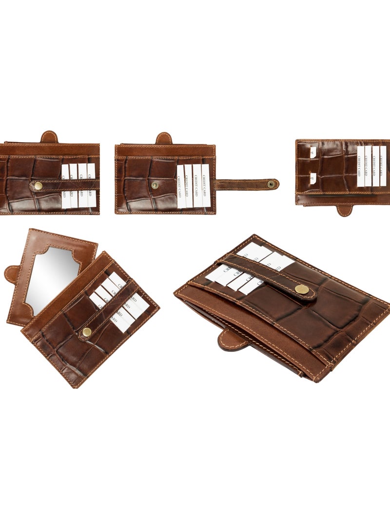 ثري انجيلز جلد طبيعي حافظة كروت ائتمان للجنسين - Image 1