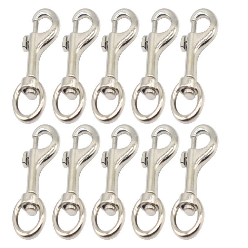 Bytiyar Bytiyar 10pcs 2 inch Swivel Bolt Snap Clasp Hooks with 12mm O Ring Metal Lanyard Webbing Belt Lobster Buckle Clips DIY Accessory Silver 