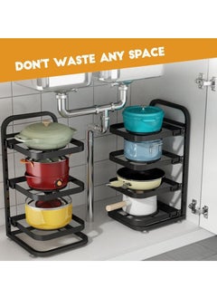 EMZJ 4-Layer CounterTop Kitchen Pots Utensil Storage Rack Wall Mountable Adjustable Plates Cabinet  - Image 2