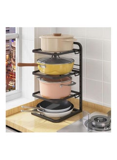 EMZJ 4-Layer CounterTop Kitchen Pots Utensil Storage Rack Wall Mountable Adjustable Plates Cabinet  - Image 5