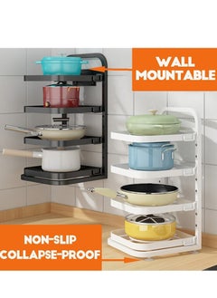 EMZJ 4-Layer CounterTop Kitchen Pots Utensil Storage Rack Wall Mountable Adjustable Plates Cabinet  - Image 4