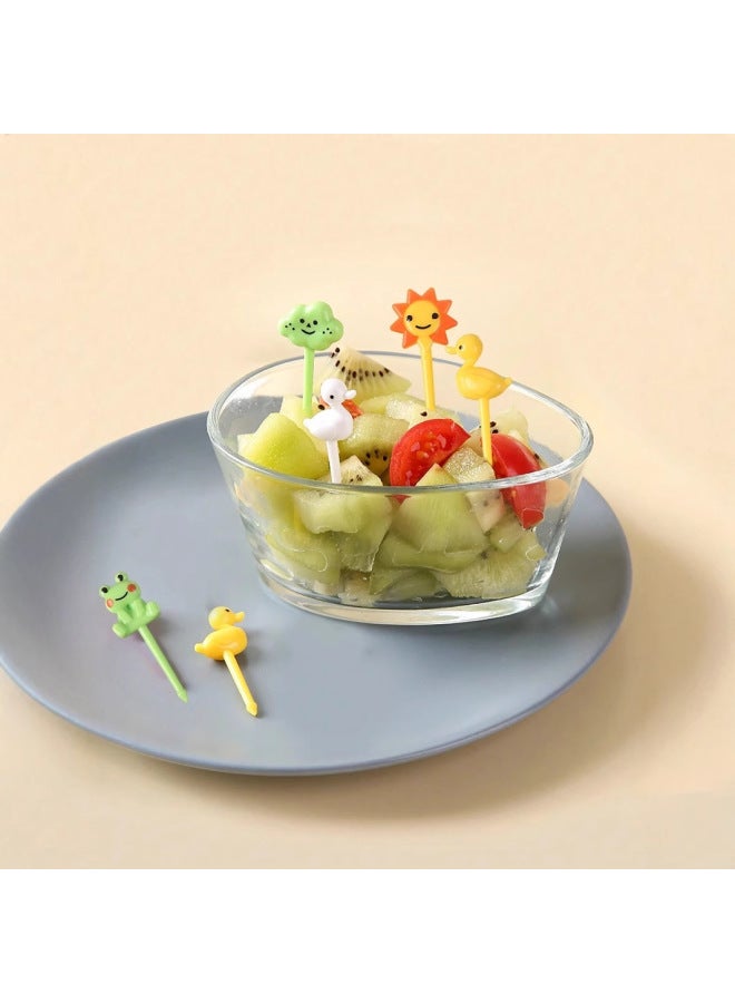 Creative Home Cartoon Fruit Fork Suit Bento Sign Children's Animal Snacks Decorative Sign Fruit Sign-Color:Opp Bag-Specifications: Eye Style 10pcs  - Image 4