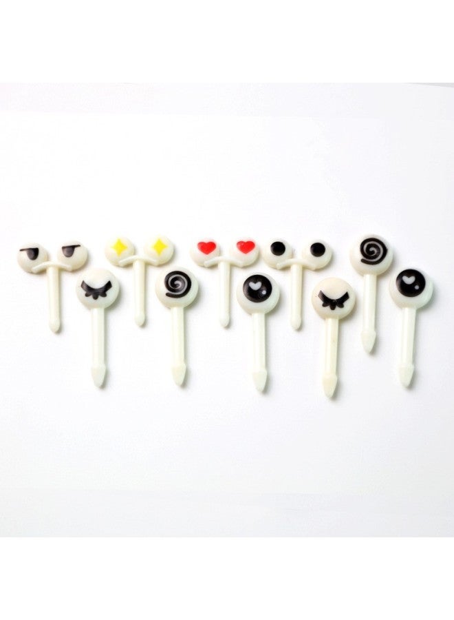 Creative Home Cartoon Fruit Fork Suit Bento Sign Children's Animal Snacks Decorative Sign Fruit Sign-Color:Opp Bag-Specifications: Eye Style 10pcs  - Image 1